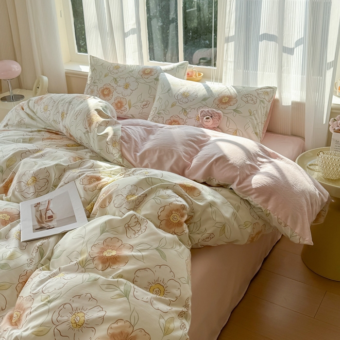 91家纺网 家纺一手货源 找家纺 赫然 2026新款水洗双层纱四件套 露华浓