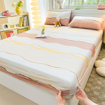 雯豆2025春夏新品全棉床笠三件套学生成人印花纯棉床罩 全棉床笠-浪漫约定