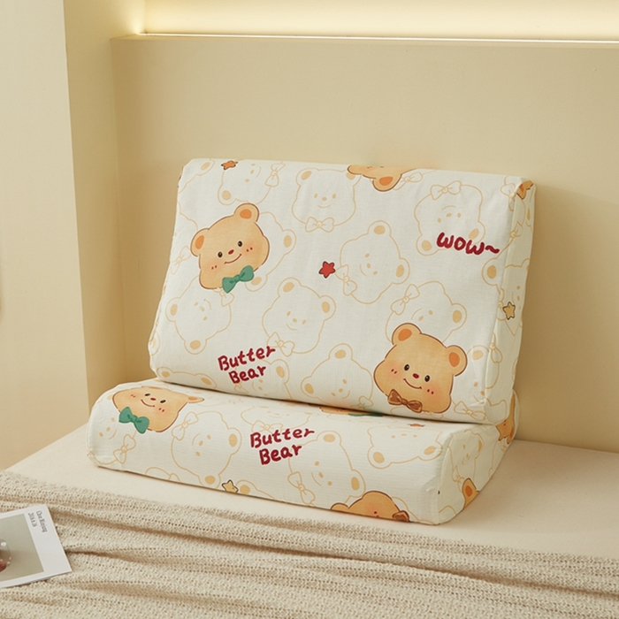 91家纺网 家纺一手货源 找家纺 翎盈家纺 2025新款纯棉小清新乳胶枕专用枕套 瑞迪熊