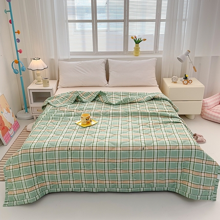 悦织湾2025新款芦荟棉亲肤绒夏被钻石绒超声波夏凉被批发福利赠品礼品被 魔法格子