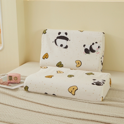 翎盈家纺 2025新款纯棉小清新乳胶枕专用枕套 字母熊猫