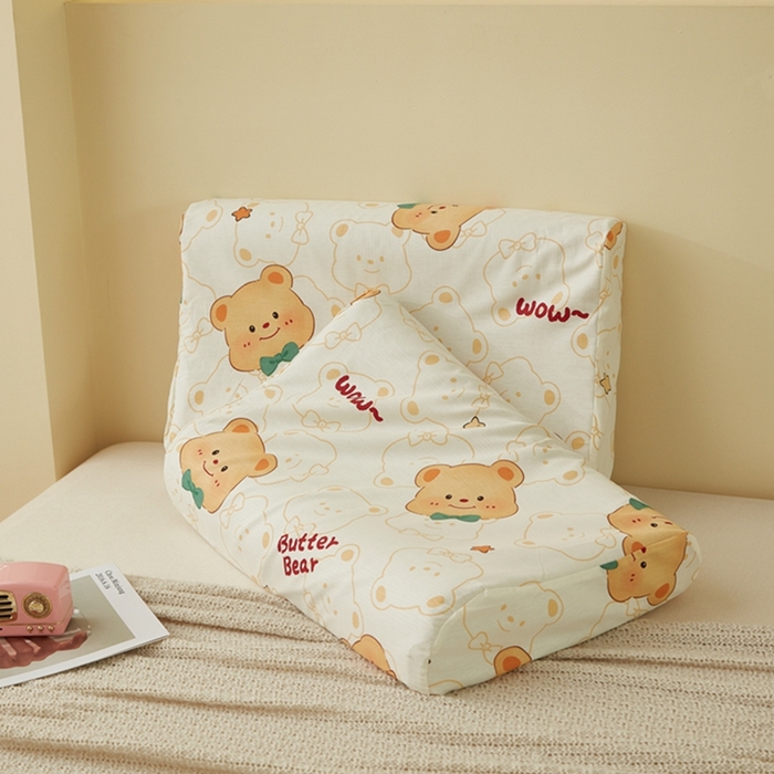 91家纺网 家纺一手货源 找家纺 翎盈家纺 2025新款纯棉小清新乳胶枕专用枕套 瑞迪熊