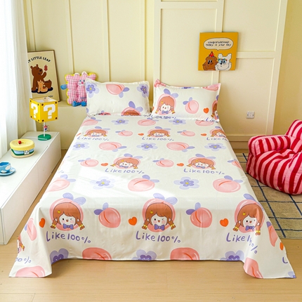 绒裕家纺 2025新款植物羊绒直播热款130克加厚磨毛单品床单系列 蜜桃女孩