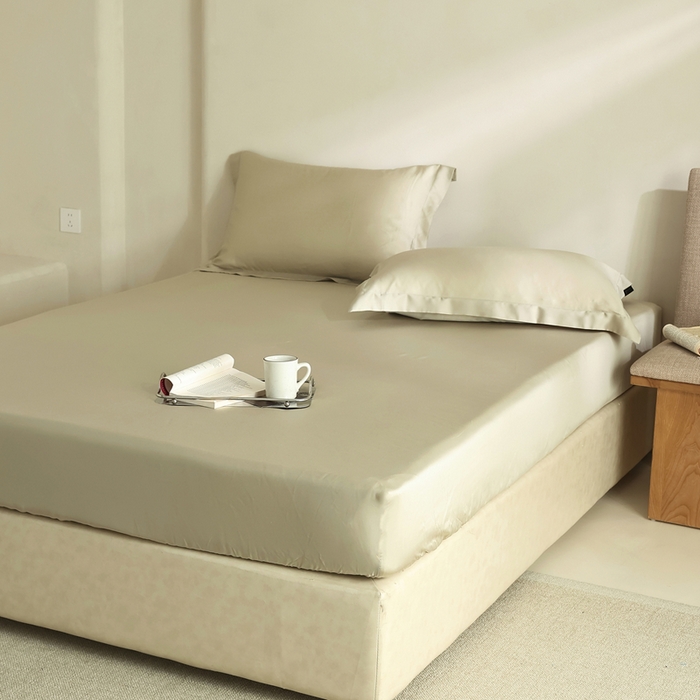 91家纺网 家纺一手货源 找家纺 法芙娜家纺 2025新款兰精天丝60天丝床笠 浅浅绿