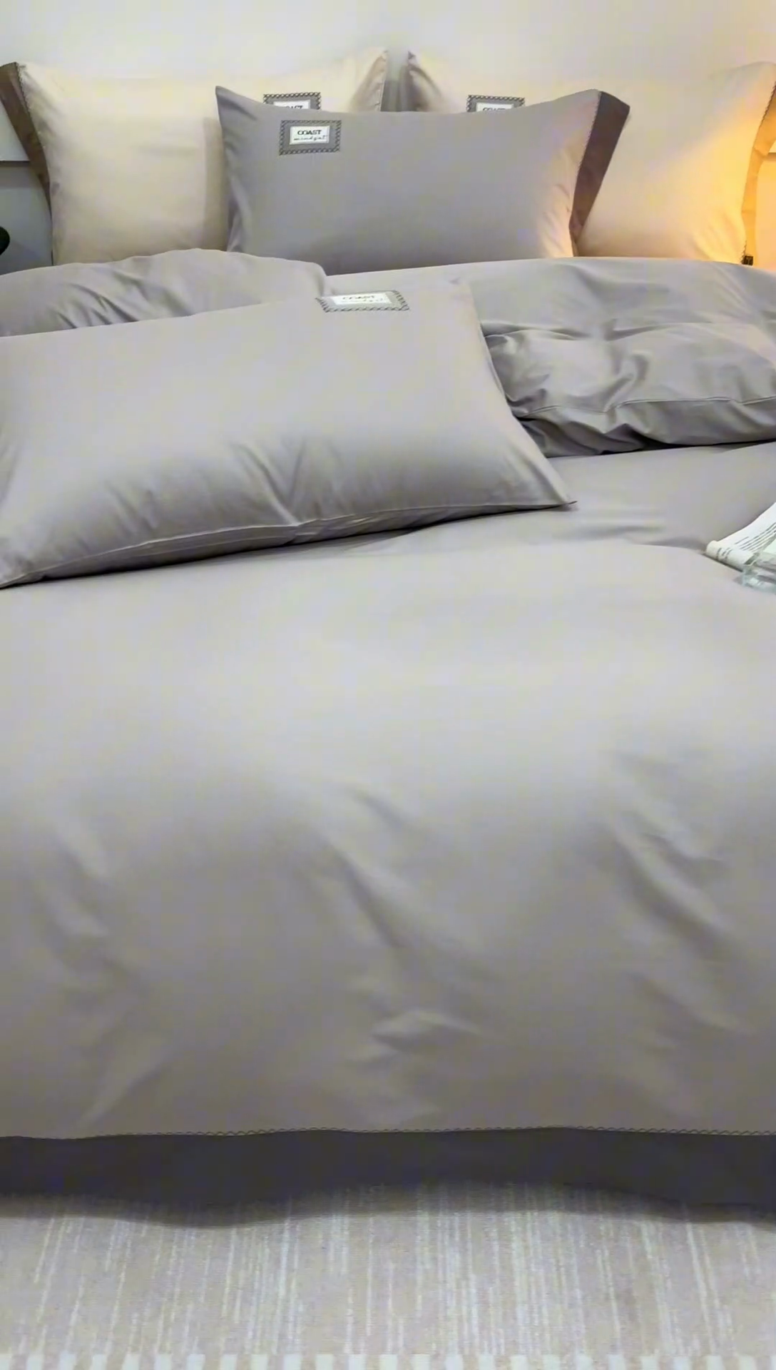 91家纺网 家纺一手货源 找家纺 艾莱家纺 2025新款A类精梳贴布纯棉刺绣花四件套-星澜 星澜-烟云灰