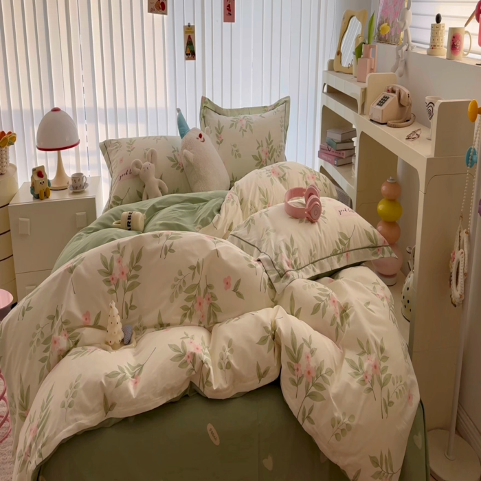 91家纺网 家纺一手货源 找家纺 于果 2025款全棉13370四件套（2） 扶绿花园