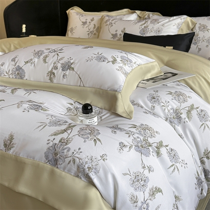 91家纺网 家纺一手货源 找家纺 蓝米卡夫 2025新品-50支天丝莱赛尔数码印花夏被+四件套（礼盒包装） 曼妮-紫