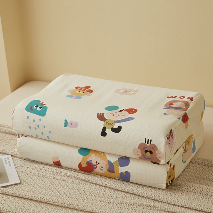 91家纺网 家纺一手货源 找家纺 翎盈家纺 2025新款纯棉小清新乳胶枕专用枕套 机智萌宠