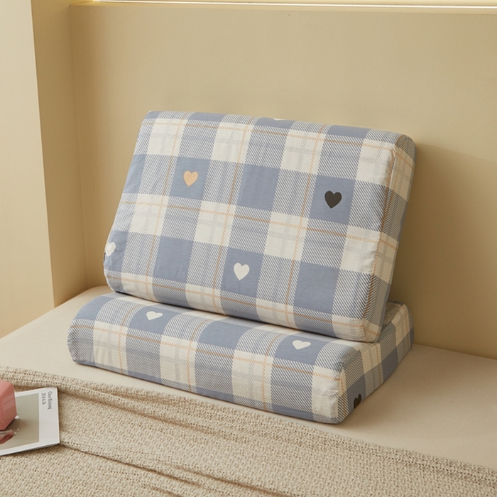 91家纺网 家纺一手货源 找家纺 翎盈家纺 2025新款纯棉小清新乳胶枕专用枕套 爱达拉-灰