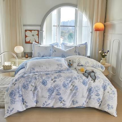 启航家居 2025春夏全棉铂金棉数码印花四件套 如沁芬芳兰