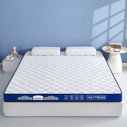 91家纺网 家纺一手货源 找家纺 暖季家纺 2025新款立体款棉花床垫  立体蓝-回子格白