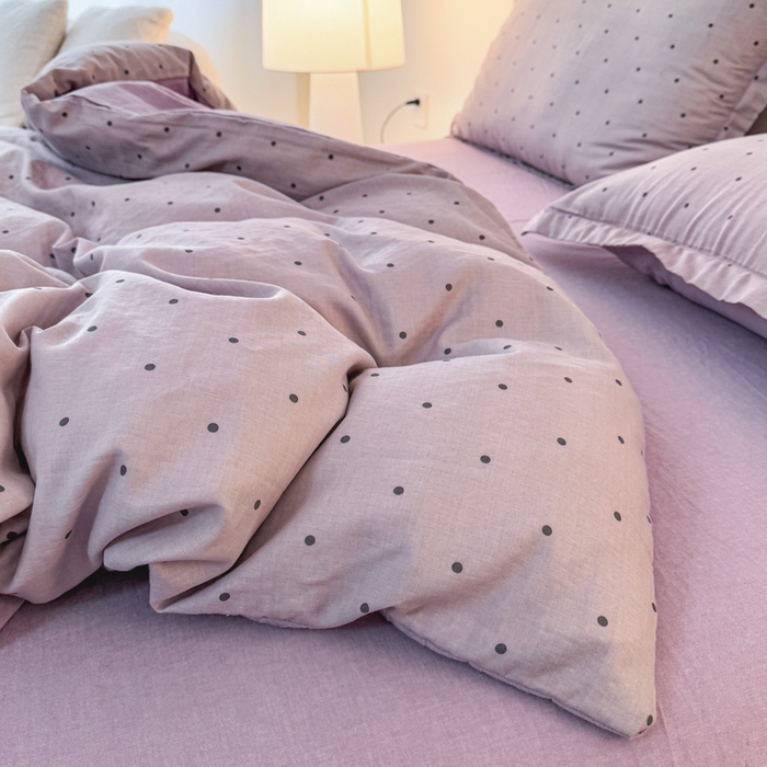 91家纺网 家纺一手货源 找家纺 喜四方 2025新款全棉A类母婴级抗菌全棉双层纱四件套 阿尔卑斯-紫