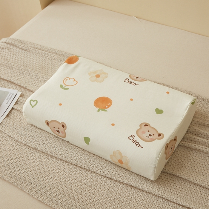 91家纺网 家纺一手货源 找家纺 翎盈家纺 2025新款纯棉小清新乳胶枕专用枕套 熊宝乐园