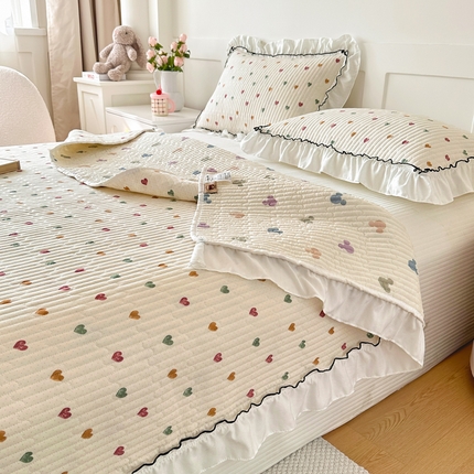 91家纺网 家纺一手货源 找家纺 （总）岚吉家纺 2025新款有氧双层纱花边床盖系列