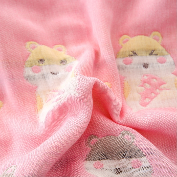 91家纺网 家纺一手货源 找家纺 朴尔家纺-毛巾被 2025新款A类全棉卡通六层纱布儿童枕套 土拨鼠粉