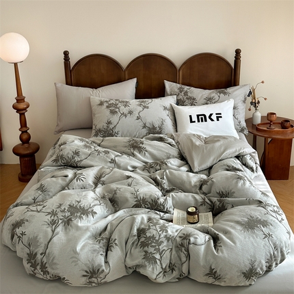 蓝米卡夫 2025新品-60S全棉色织大提花四件套（礼盒包装） 南枝-绿