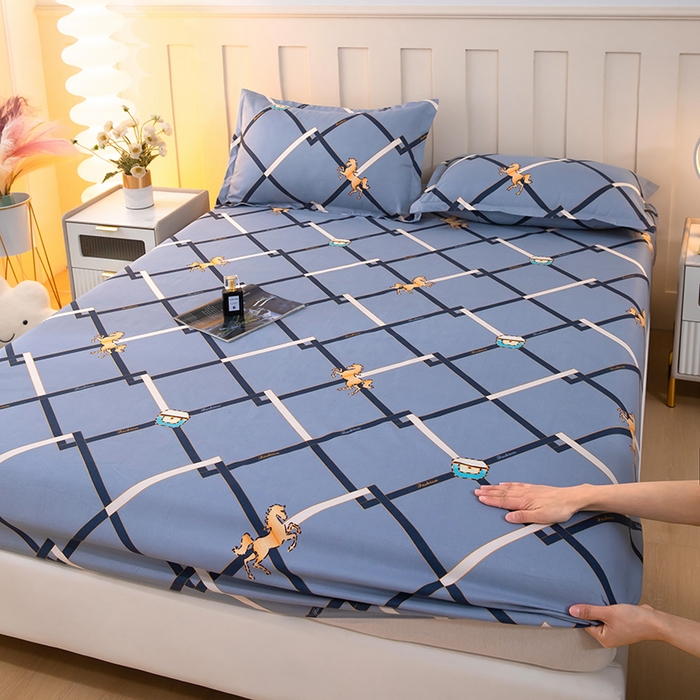 91家纺网 家纺一手货源 找家纺 帛洵 2025新款舒适亲肤加厚130克植物羊绒印花床笠 爱马仕-灰