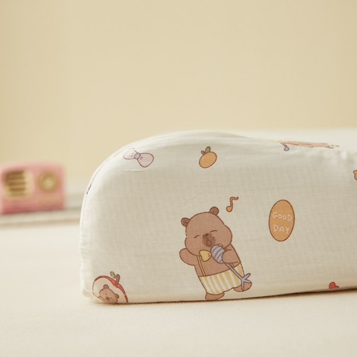 91家纺网 家纺一手货源 找家纺 翎盈家纺 2025新款纯棉小清新乳胶枕专用枕套 音乐卡皮