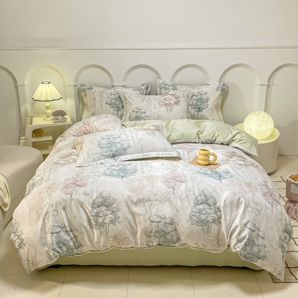 91家纺网 家纺一手货源 找家纺 （总）悦织湾2025新款冰丝印花四件套美式数码轻奢时尚学生三件套宿舍单双人床上用品4件套