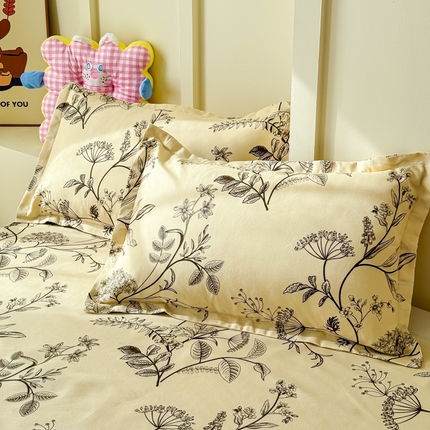 绒裕家纺 2025新款植物羊绒直播热款130克加厚磨毛单品枕套系列 长安花恋