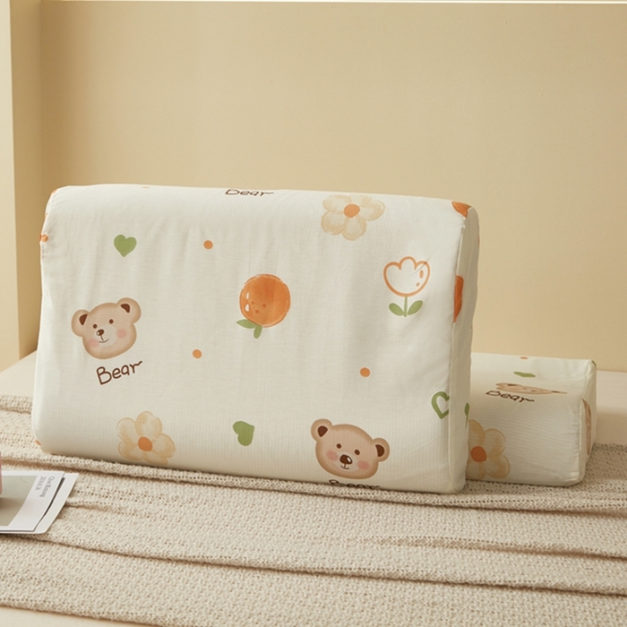 91家纺网 家纺一手货源 找家纺 翎盈家纺 2025新款纯棉小清新乳胶枕专用枕套 熊宝乐园