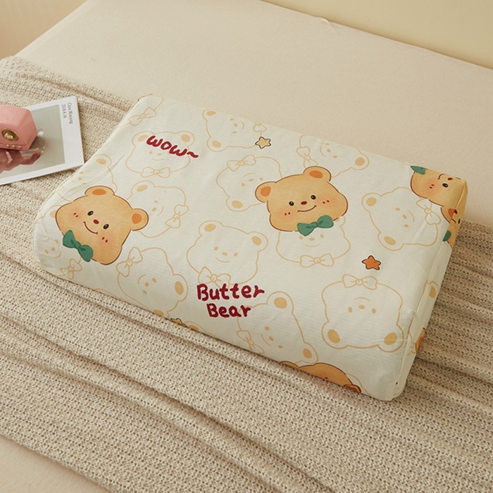 91家纺网 家纺一手货源 找家纺 翎盈家纺 2025新款纯棉小清新乳胶枕专用枕套 瑞迪熊