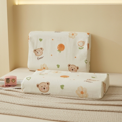 翎盈家纺 2025新款纯棉小清新乳胶枕专用枕套 熊宝乐园