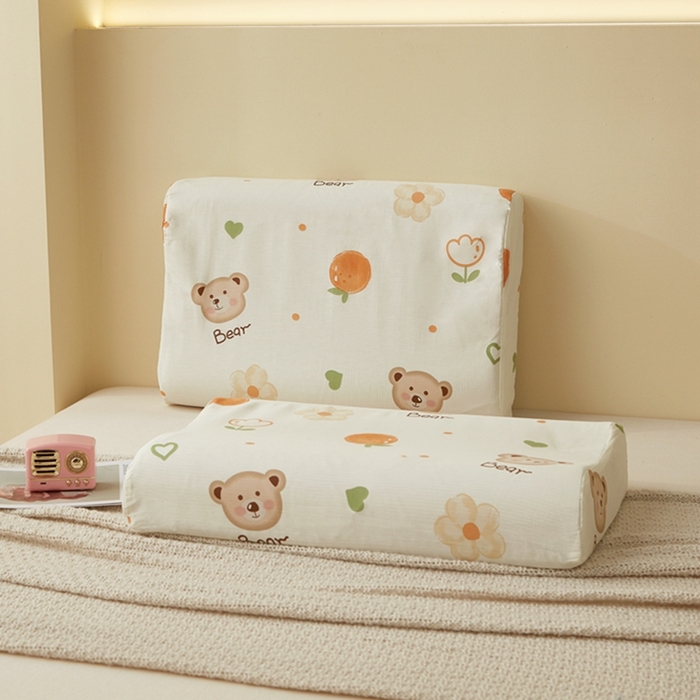 91家纺网 家纺一手货源 找家纺 翎盈家纺 2025新款纯棉小清新乳胶枕专用枕套 熊宝乐园