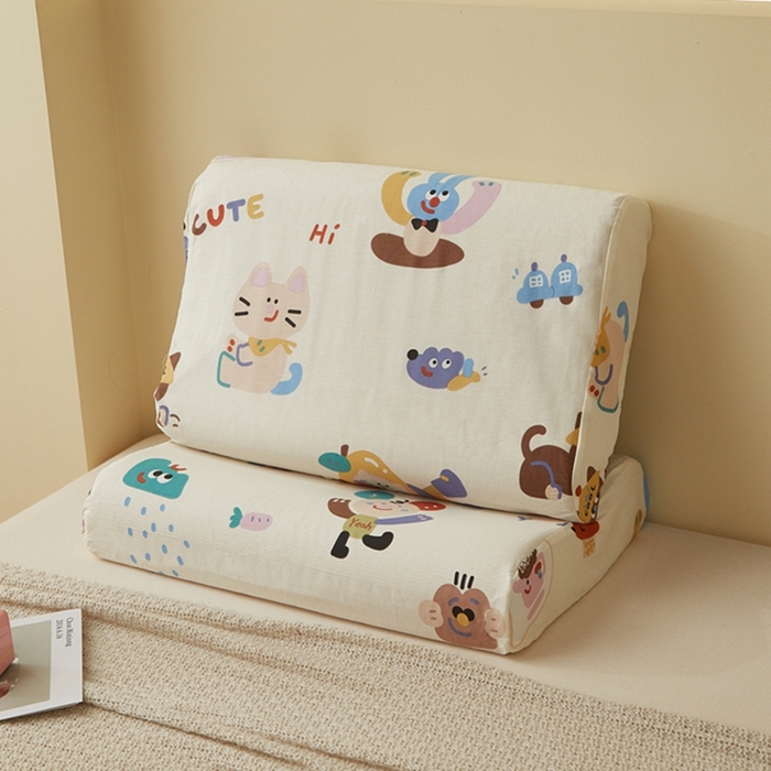 91家纺网 家纺一手货源 找家纺 翎盈家纺 2025新款纯棉小清新乳胶枕专用枕套 机智萌宠