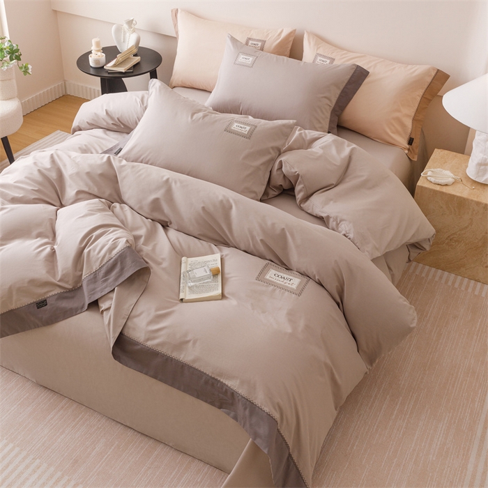 91家纺网 家纺一手货源 找家纺 艾莱家纺 2025新款A类精梳贴布纯棉刺绣花四件套-星澜 星澜-松露咖