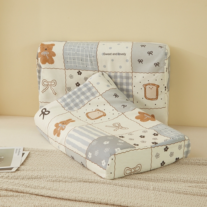 91家纺网 家纺一手货源 找家纺 翎盈家纺 2025新款纯棉小清新乳胶枕专用枕套 布偶小熊