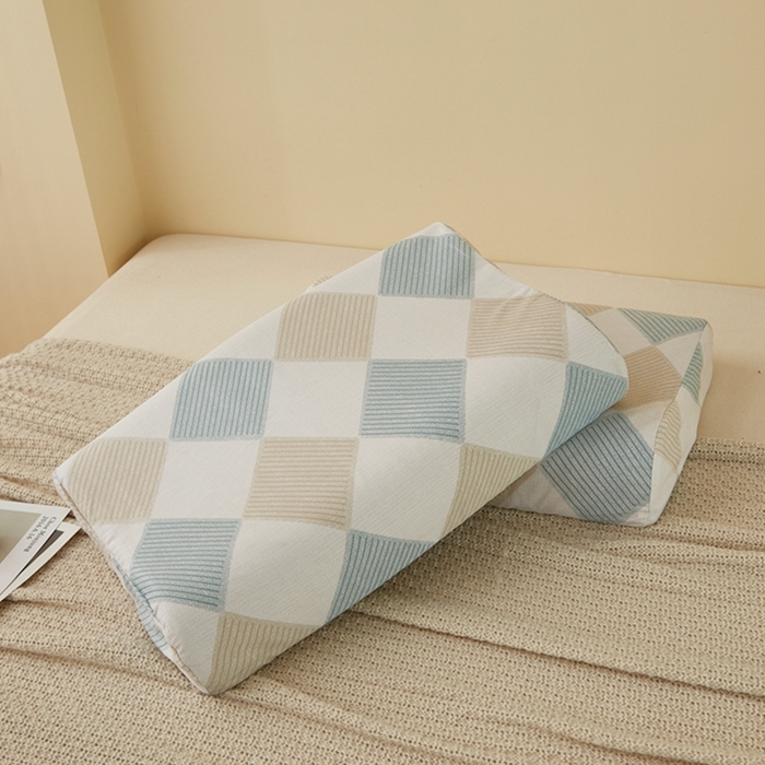 91家纺网 家纺一手货源 找家纺 翎盈家纺 2025新款纯棉小清新乳胶枕专用枕套 瑞吉斯-兰