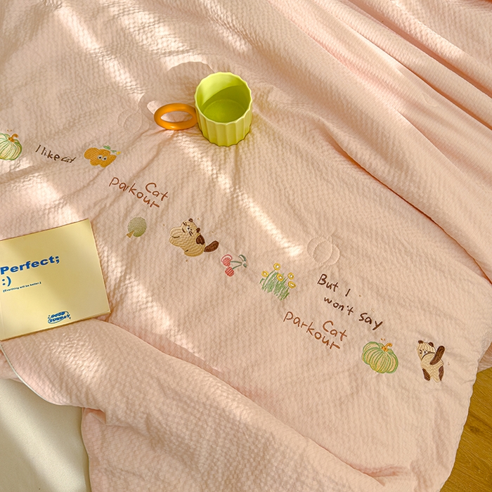 91家纺网 家纺一手货源 找家纺 （总）睡棉坊 2025新款A类泡泡棉夏被韩版原创设计刺绣款空调被夏凉被