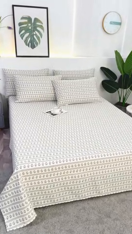 91家纺网 家纺一手货源 找家纺 伊而梦蚊帐 2025新款原棉老粗布床单 兰花条