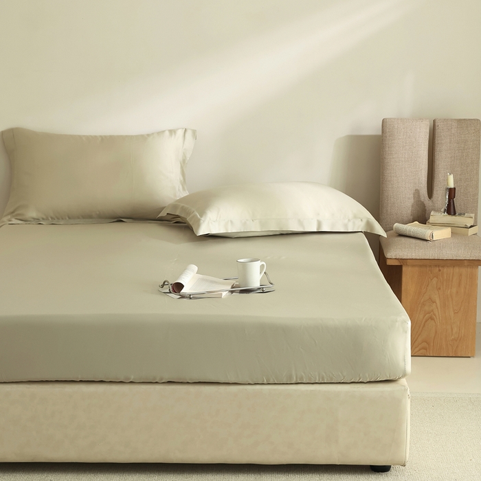 91家纺网 家纺一手货源 找家纺 法芙娜家纺 2025新款兰精天丝60天丝床笠 浅浅绿