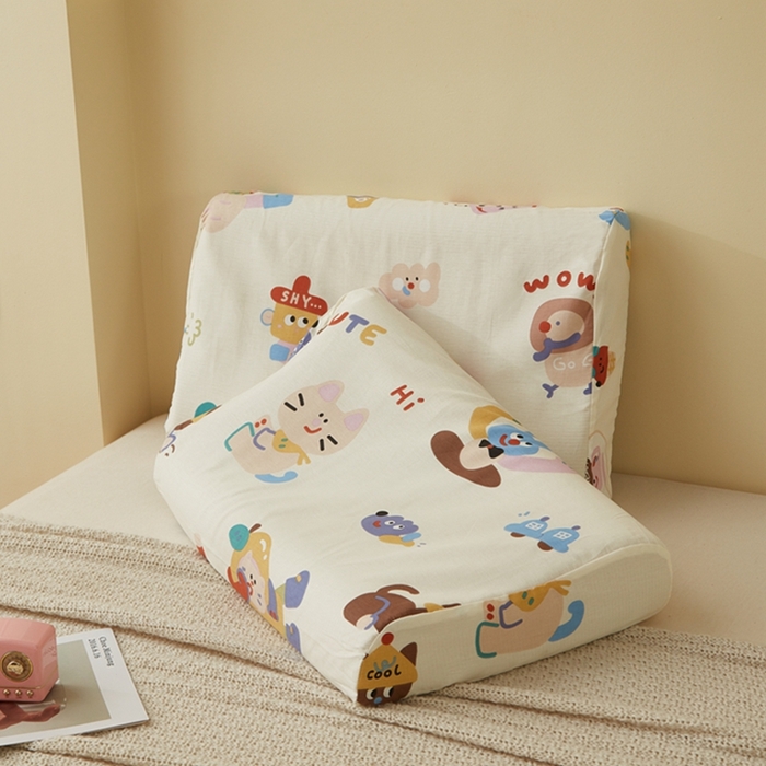 91家纺网 家纺一手货源 找家纺 翎盈家纺 2025新款纯棉小清新乳胶枕专用枕套 机智萌宠