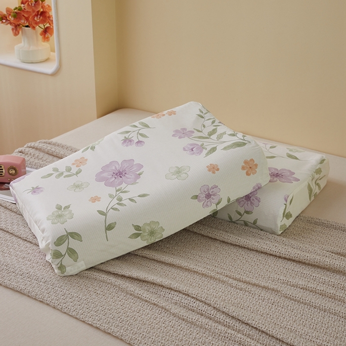 91家纺网 家纺一手货源 找家纺 翎盈家纺 2025新款纯棉小清新乳胶枕专用枕套 蜜语花开