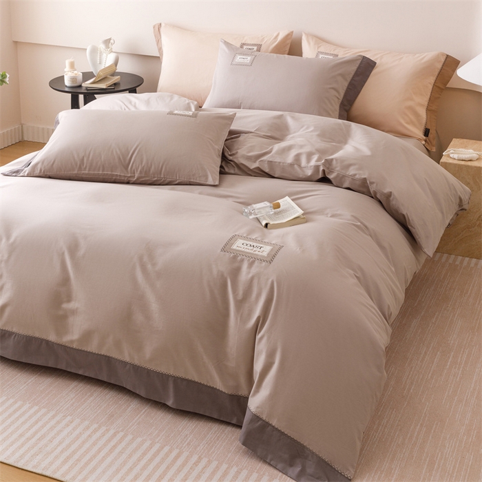 91家纺网 家纺一手货源 找家纺 艾莱家纺 2025新款A类精梳贴布纯棉刺绣花四件套-星澜 星澜-松露咖