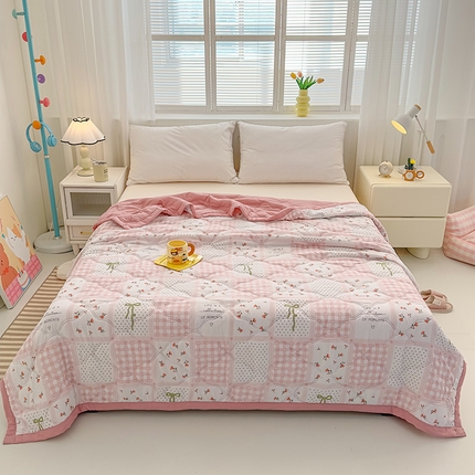 悦织湾2025新款亲肤水洗棉夏被印花纯色升级版芦荟棉夏凉被空调被跑量款 印花-拼拼乐