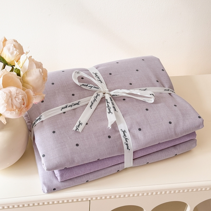 91家纺网 家纺一手货源 找家纺 喜四方 2025新款全棉A类母婴级抗菌全棉双层纱四件套 阿尔卑斯-紫