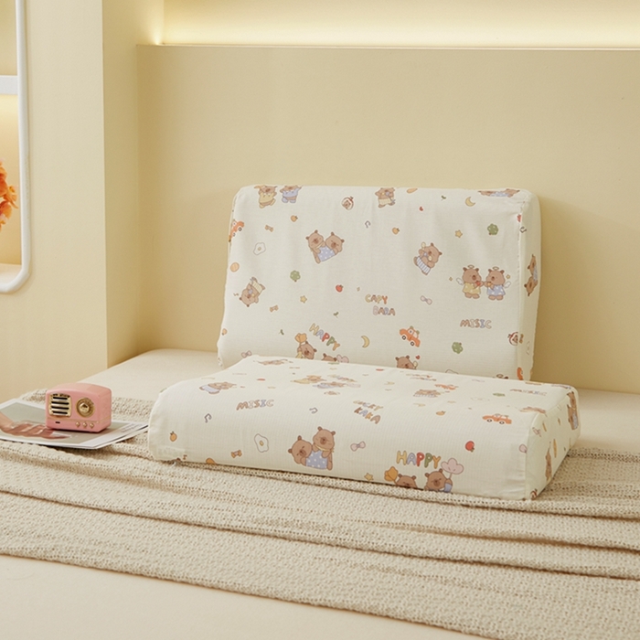 91家纺网 家纺一手货源 找家纺 翎盈家纺 2025新款纯棉小清新乳胶枕专用枕套 音乐卡皮