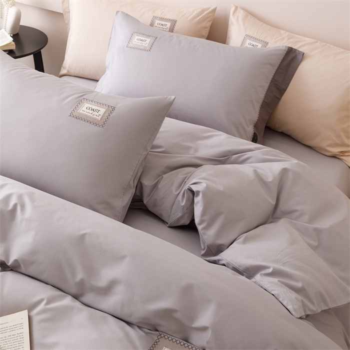 91家纺网 家纺一手货源 找家纺 艾莱家纺 2025新款A类精梳贴布纯棉刺绣花四件套-星澜 星澜-烟云灰