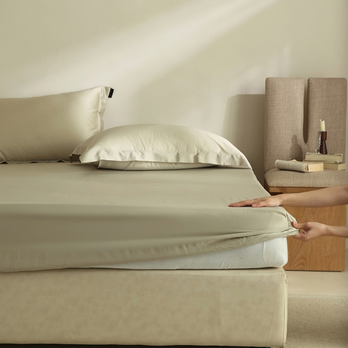 91家纺网 家纺一手货源 找家纺 法芙娜家纺 2025新款兰精天丝60天丝床笠 浅浅绿