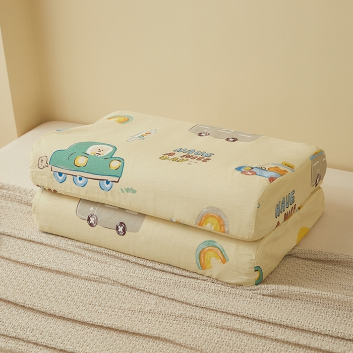 91家纺网 家纺一手货源 找家纺 翎盈家纺 2025新款纯棉小清新乳胶枕专用枕套 汽车乐园