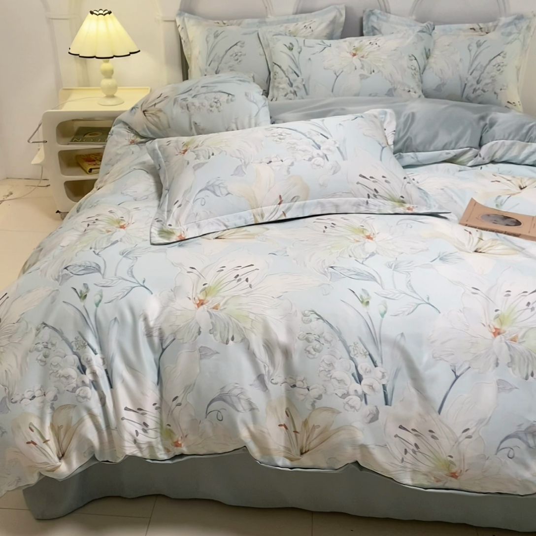 91家纺网 家纺一手货源 找家纺 （总）悦织湾2025新款冰丝印花四件套美式数码轻奢时尚学生三件套宿舍单双人床上用品4件套