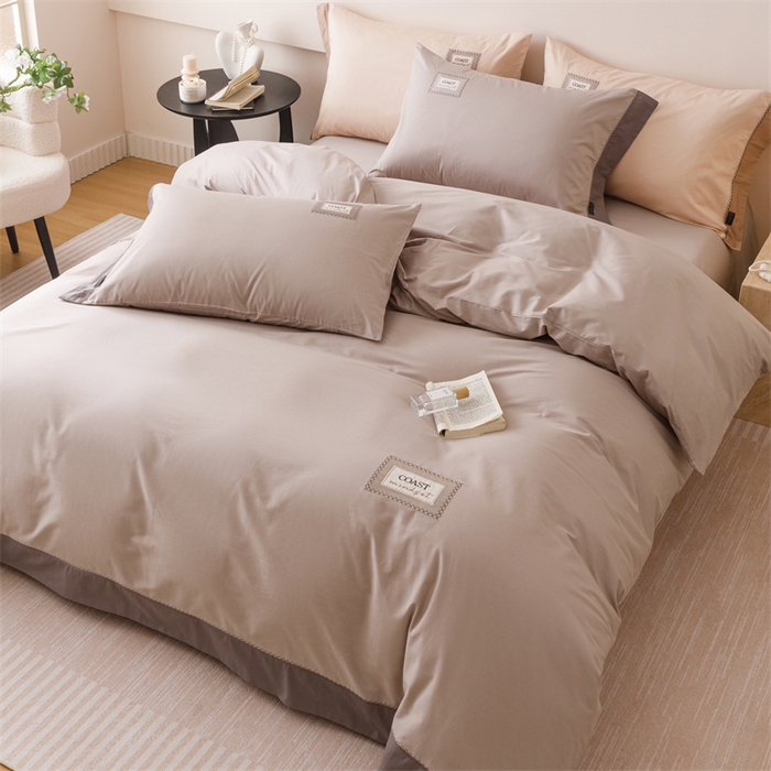 91家纺网 家纺一手货源 找家纺 艾莱家纺 2025新款A类精梳贴布纯棉刺绣花四件套-星澜 星澜-松露咖