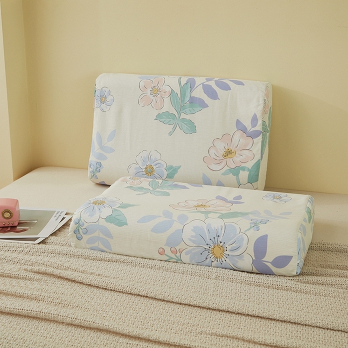 91家纺网 家纺一手货源 找家纺 翎盈家纺 2025新款纯棉小清新乳胶枕专用枕套 花漾星辰