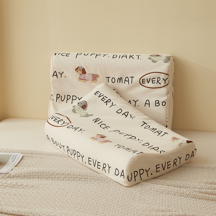 91家纺网 家纺一手货源 找家纺 翎盈家纺 2025新款纯棉小清新乳胶枕专用枕套 运动狗狗