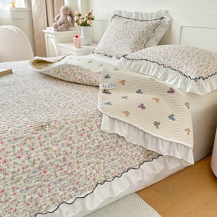 91家纺网 家纺一手货源 找家纺 （总）岚吉家纺 2025新款有氧双层纱花边床盖系列