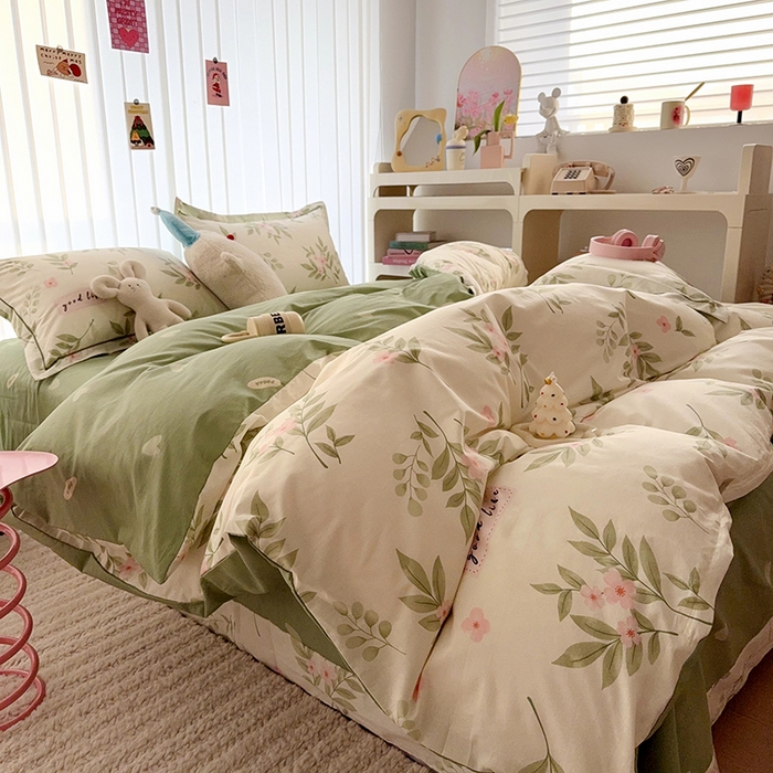 91家纺网 家纺一手货源 找家纺 于果 2025款全棉13370四件套（2） 扶绿花园